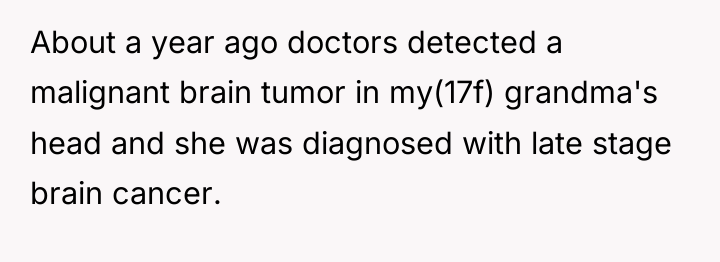 About a year ago doctors detected a malignant brain tumor...