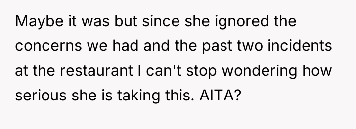 Maybe it was but since she ignored the concerns we...