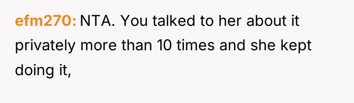 efm270 NTA. You talked to her about it privately more...