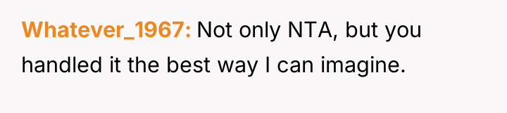 Whatever_1967 Not only NTA, but you handled it the best...