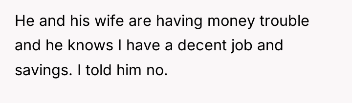 He and his wife are having money trouble and he...