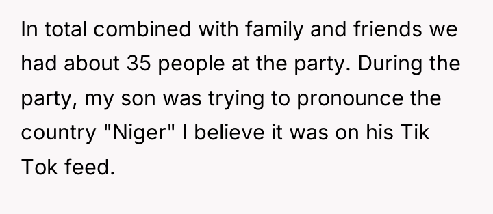 In total combined with family and friends we had about...