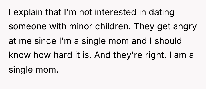 I explain that I'm not interested in dating someone with...