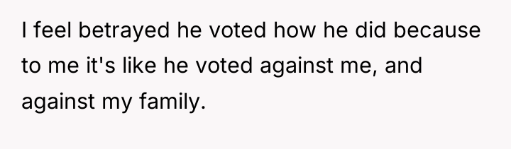 I feel betrayed he voted how he did because to...