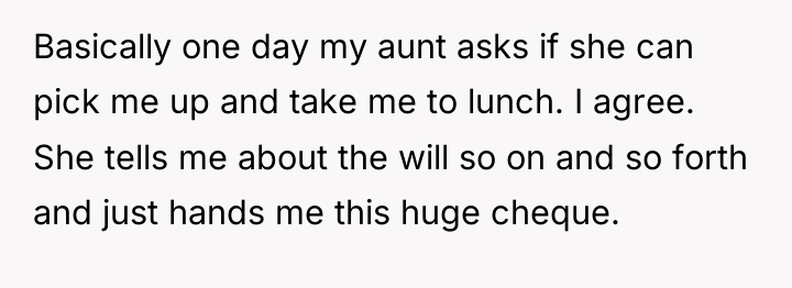 Basically one day my aunt asks if she can pick...