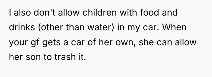 I also don't allow children with food and drinks (other...
