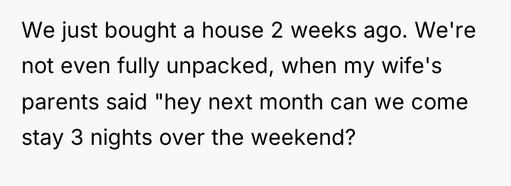 We just bought a house 2 weeks ago. We're not...