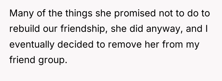 Many of the things she promised not to do to...