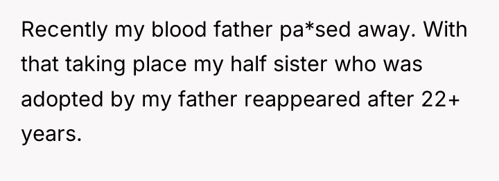 Recently my blood father pa*sed away. With that taking place...