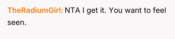 TheRadiumGirl NTA I get it. You want to feel seen.