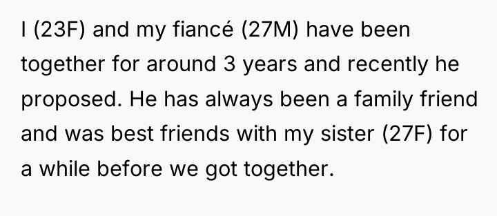 I (23F) and my fiancé (27M) have been together for...
