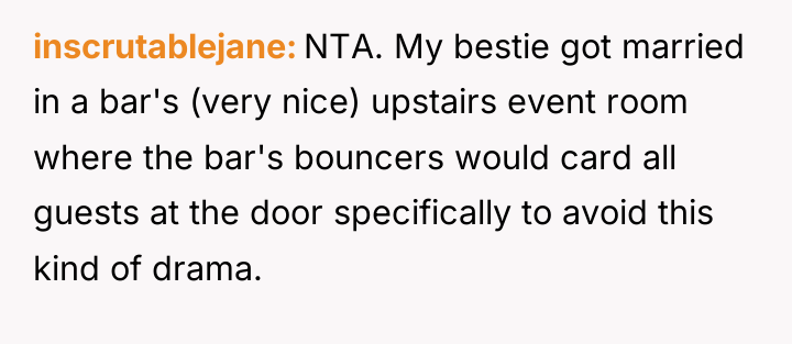 inscrutablejane NTA. My bestie got married in a bar's (very...