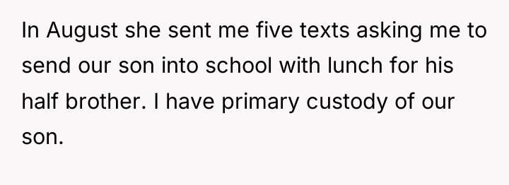 In August she sent me five texts asking me to...