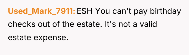 Used_Mark_7911 ESH You can't pay birthday checks out of the...