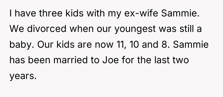 I have three kids with my ex-wife Sammie. We divorced...