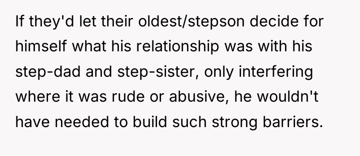 If they'd let their oldest/stepson decide for himself what his...