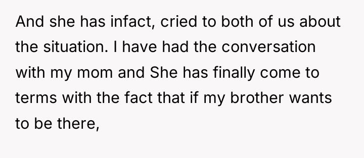 And she has infact, cried to both of us about...