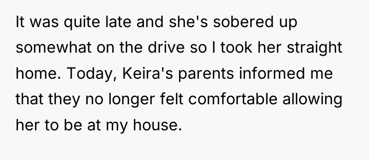 It was quite late and she's sobered up somewhat on...