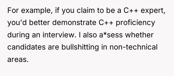 For example, if you claim to be a C++ expert,...