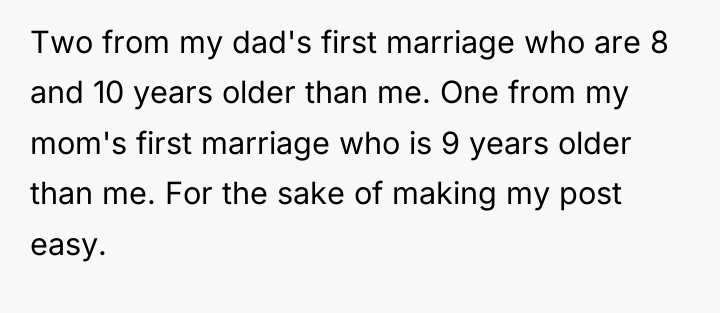 Two from my dad's first marriage who are 8 and...
