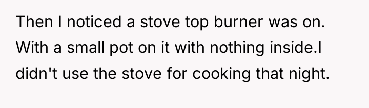 Then I noticed a stove top burner was on. With...