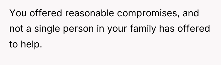 You offered reasonable compromises, and not a single person in...