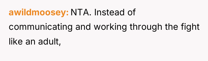 awildmoosey NTA. Instead of communicating and working through the fight...