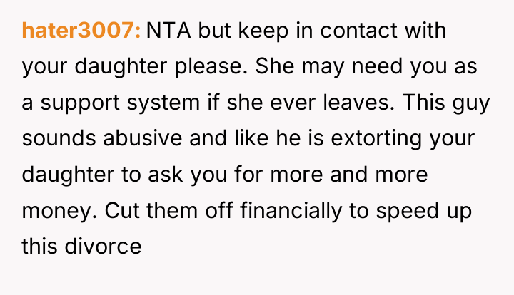 hater3007 NTA but keep in contact with your daughter please....
