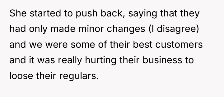 She started to push back, saying that they had only...