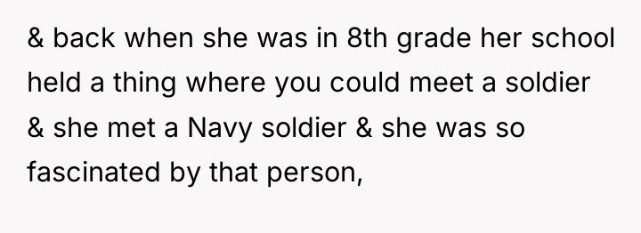 & back when she was in 8th grade her school...