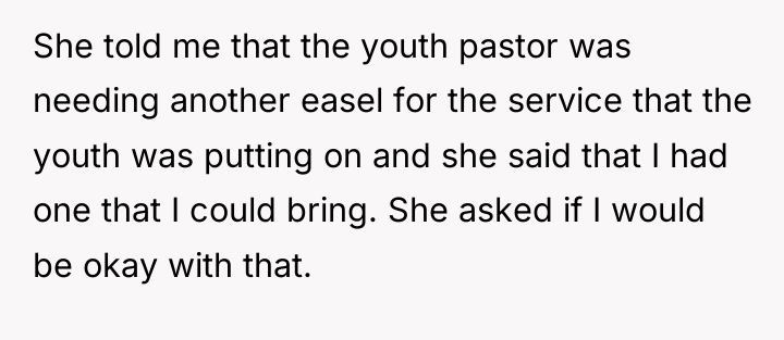 She told me that the youth pastor was needing another...