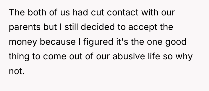 The both of us had cut contact with our parents...