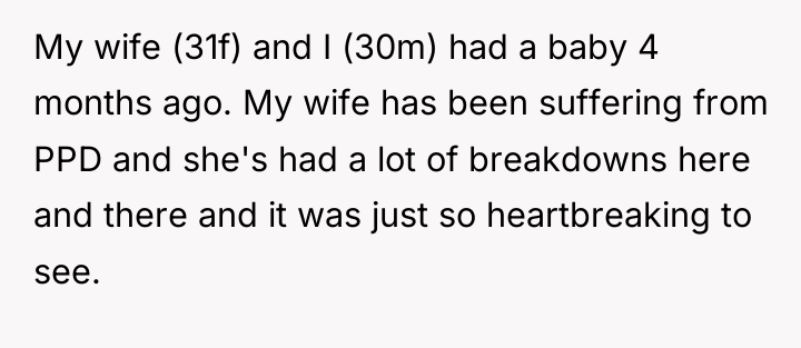 My wife (31f) and I (30m) had a baby 4...