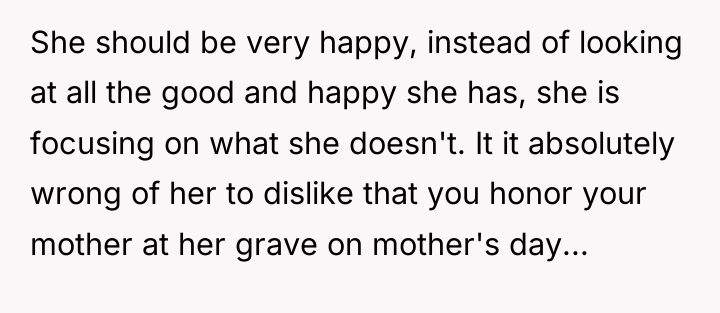 She should be very happy, instead of looking at all...