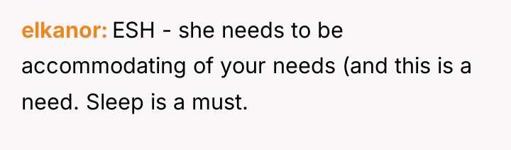 elkanor ESH - she needs to be accommodating of your...