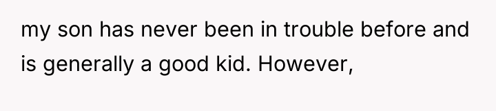 my son has never been in trouble before and is...