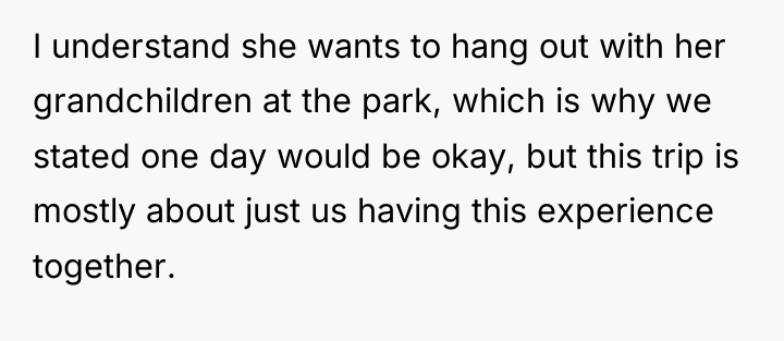 I understand she wants to hang out with her grandchildren...