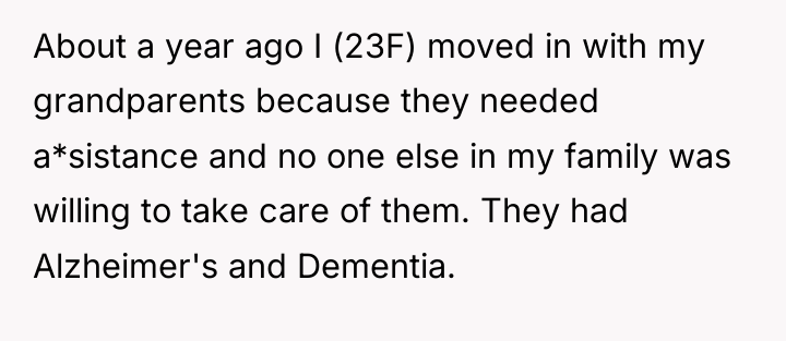 About a year ago I (23F) moved in with my...