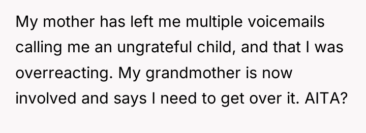 My mother has left me multiple voicemails calling me an...