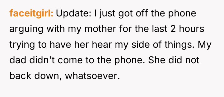 faceitgirl Update: I just got off the phone arguing with...
