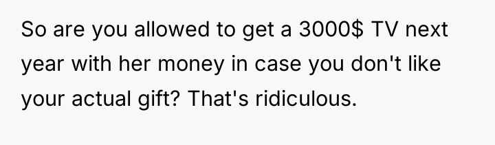So are you allowed to get a 3000$ TV next...