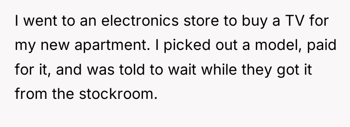I went to an electronics store to buy a TV...