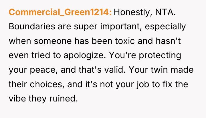 Commercial_Green1214 Honestly, NTA. Boundaries are super important, especially when someone...