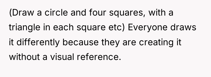 (Draw a circle and four squares, with a triangle in...