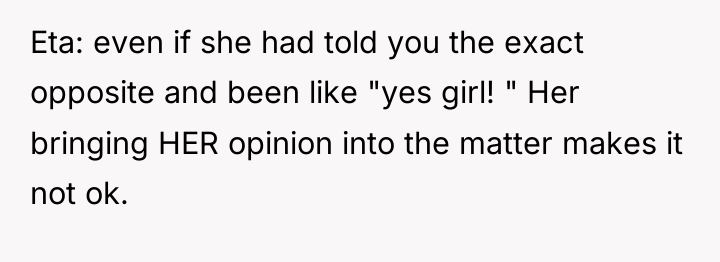 Eta: even if she had told you the exact opposite...