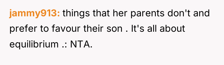 jammy913 things that her parents don't and prefer to favour...