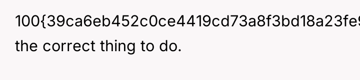 100{39ca6eb452c0ce4419cd73a8f3bd18a23fe95ab4febb092bc2ab1b542eeea82f} the correct thing to do.