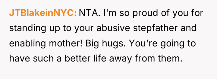 JTBlakeinNYC NTA. I'm so proud of you for standing up...