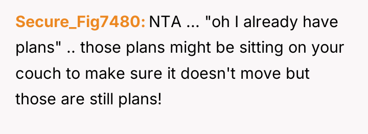 Secure_Fig7480 NTA ... "oh I already have plans" .. those...