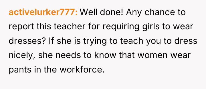 activelurker777 Well done! Any chance to report this teacher for...